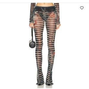 JEAN PAUL GAULTIER Printed Mariniere Tattoo Flare Trouser